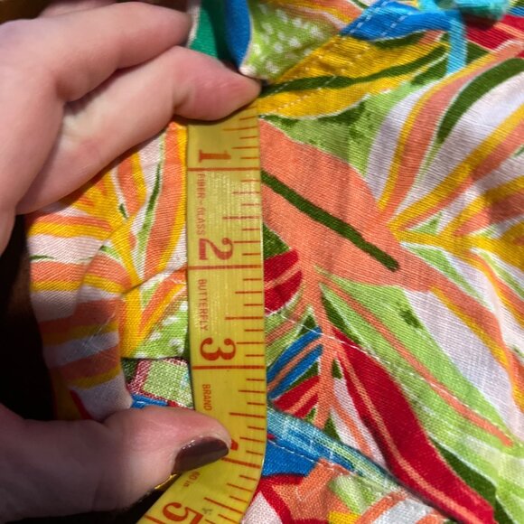 C&C California Womens XL 100% Linen Tropical Print Elastic Waist Shorts - Picture 2 of 7